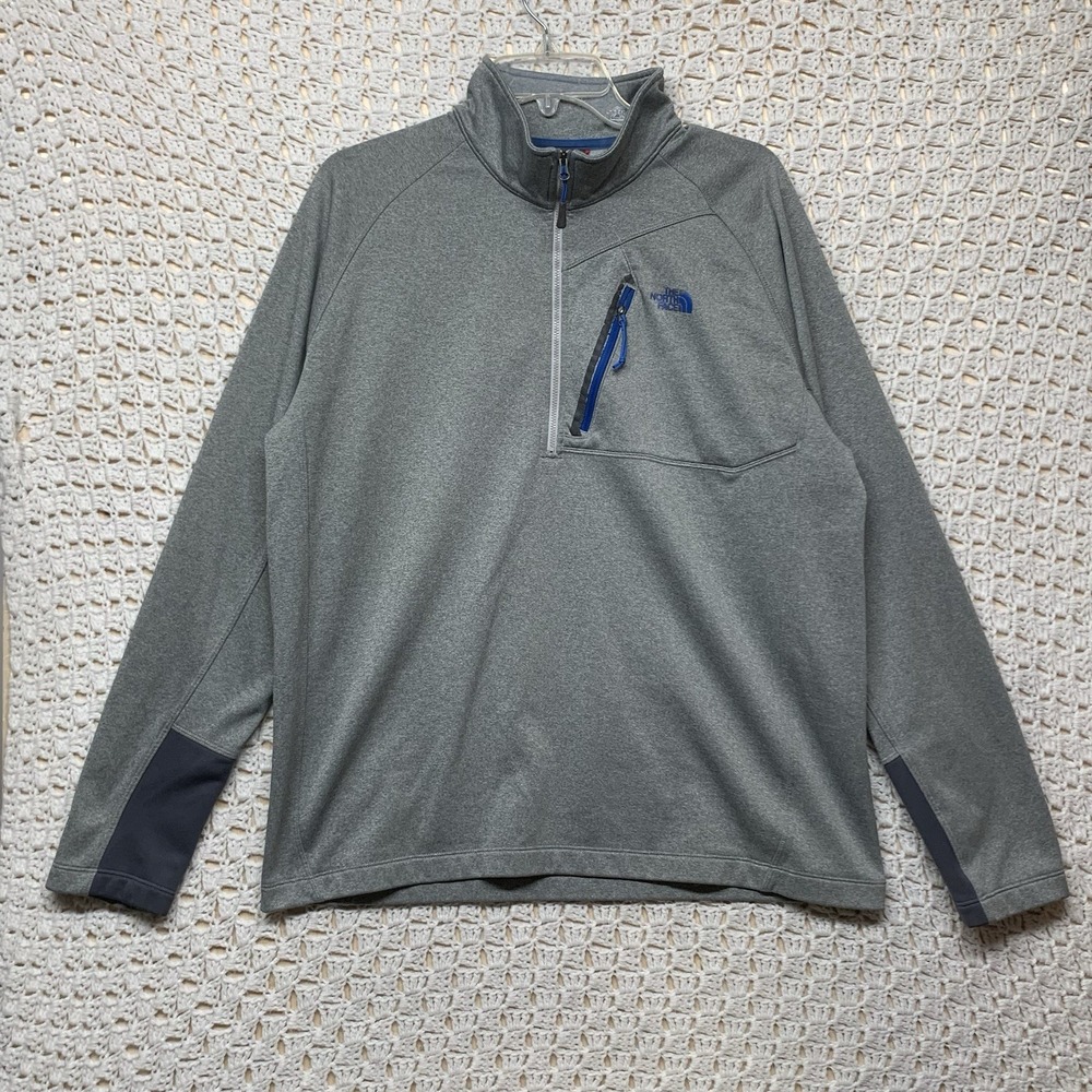 The North Face Sweater Men XL‎ Gray Fleece 1/2 Zip Front Chest Pocket